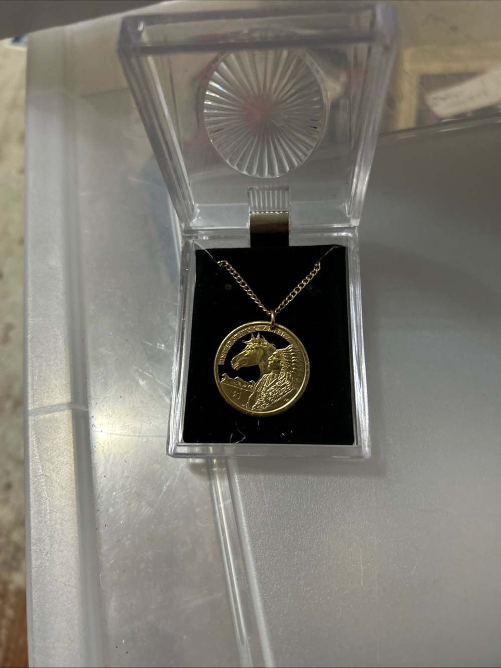 Gold Horse Medallion Pendant Necklace for Women